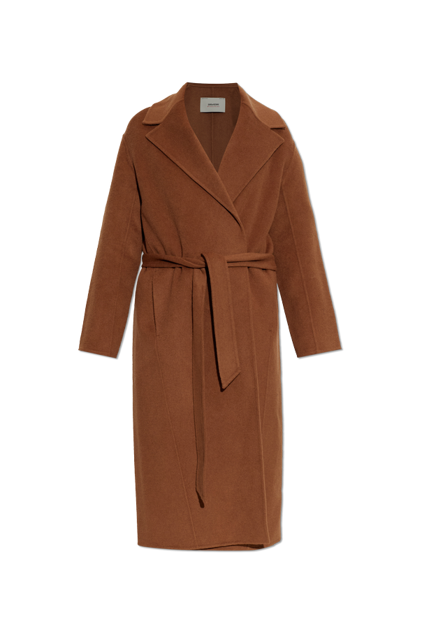 Zadig & Voltaire Brown Long Wool Blend Coat 'Meli' | Women's | Vitkac